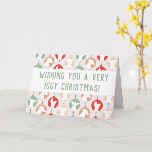Merry Iggy Christmas Italiaanse Windhond Vakantie Kaart (Gele Bloem)