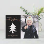 Merry in Marble | Kerstfoto Feestdagenkaart (Staand voorkant)