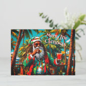 Merry Irie Reggae Santa Holiday Christmas Kaart (Staand voorkant)