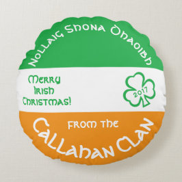 Merry Irish Gaelic kerstvlag van Ierland Rond Kussen