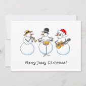 Merry Jazzy Christmas Funny Snowman Jazzband Feestdagenkaart (Voorkant)