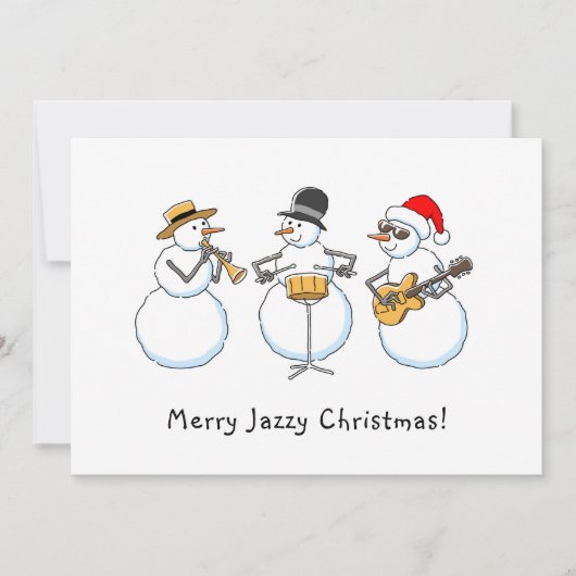 Merry Jazzy Christmas Funny Snowman Jazzband Feestdagenkaart (Voorkant)