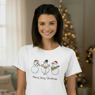 Merry Jazzy Christmas Funny Snowmen Jazz Vrouwen T-shirt