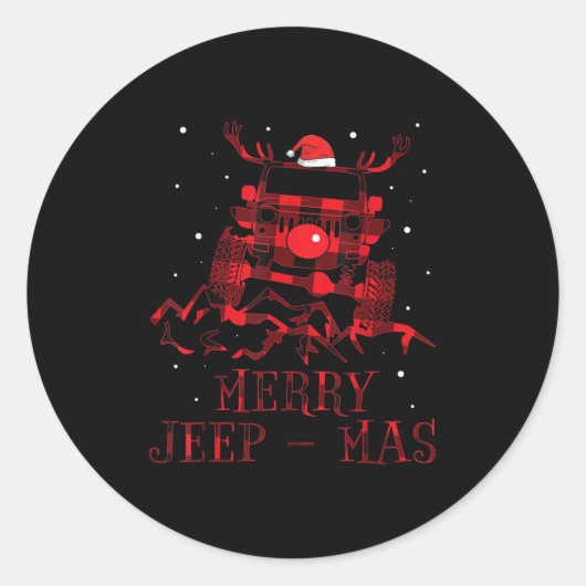 Merry Jeepmas Ugly Christmas Sweater Xmas Gift For Ronde Sticker (Voorkant)
