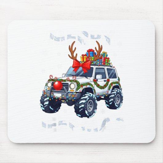 Merry Jeepmas Ugly Light Reindeer Christmas Funny  Muismat (Voorkant)