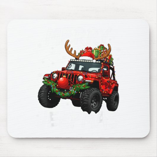 Merry Jeepmas Ugly Light Reindeer Christmas Funny  Muismat (Voorkant)
