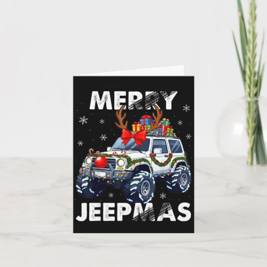 Merry Jeepmas Ugly Light Reindeer Christmas  Kaart (Voorkant)