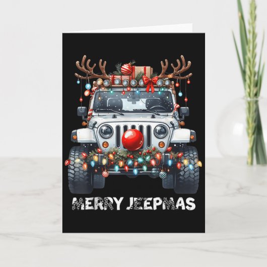 Merry Jeepmas Ugly Light Reindeer Christmas  Kaart (Voorkant)
