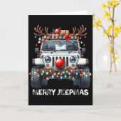 Merry Jeepmas Ugly Light Reindeer Christmas  Kaart (Gele Bloem)