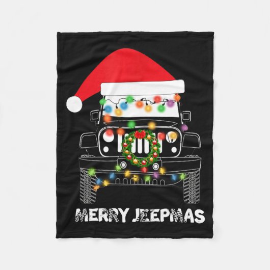 Merry Jeepmas Ugly Light Reindeer Christmas Long S Fleece Deken (Voorkant)