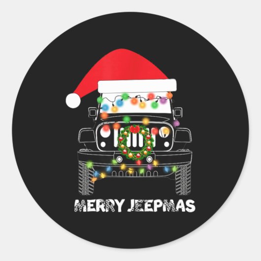 Merry Jeepmas Ugly Light Reindeer Christmas Long S Ronde Sticker (Voorkant)