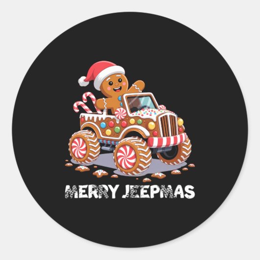 Merry Jeepmas Ugly Light Reindeer Christmas Long S Ronde Sticker (Voorkant)