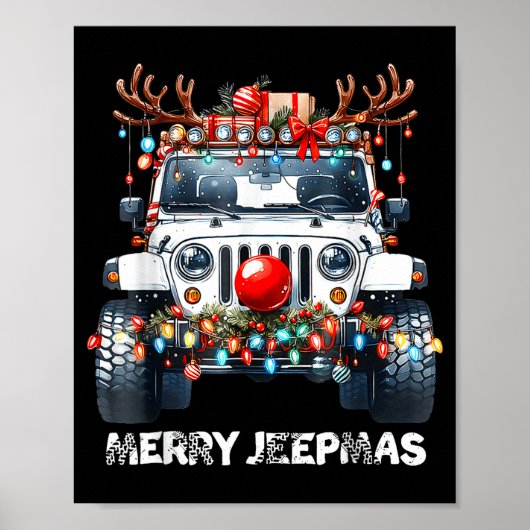 Merry Jeepmas Ugly Light Reindeer Christmas  Poster (Voorkant)