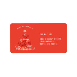 Merry Jolly and Bright Little Kersttree Cute Etiket