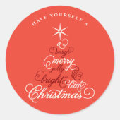 Merry Jolly and Bright Little Kersttree Cute Ronde Sticker (Voorkant)