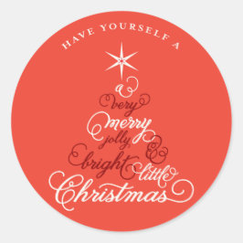Merry Jolly and Bright Little Kersttree Cute Ronde Sticker