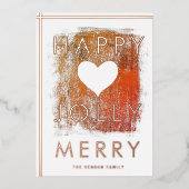 Merry Jolly Artistic Heart Painting Kerstgoud Folie Feestdagenkaart (Voorkant)