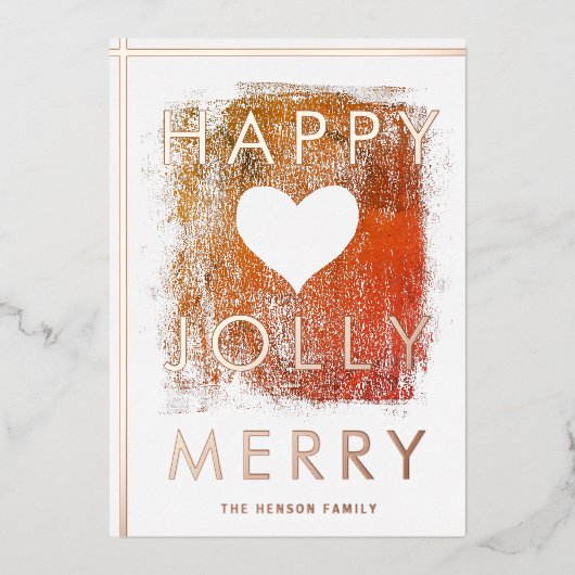 Merry Jolly Artistic Heart Painting Kerstgoud Folie Feestdagenkaart (Voorkant)