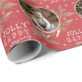 Merry Jolly Custom Photo Holiday Gift  Cadeaupapier (Rol Hoek)