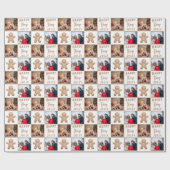 Merry Jolly Gingerbread Family 2 Foto Kerstmis Cadeaupapier (Vlak)