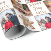 Merry Jolly Gingerbread Family 2 Foto Kerstmis Cadeaupapier (Rol Hoek)