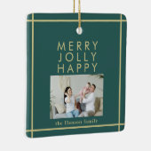 Merry Jolly Happy Family Foto met kerstgroen Keramisch Ornament (Rechts)