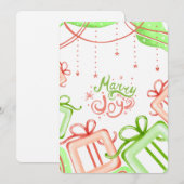Merry Joy Christmas Greetings with Gifts Design Feestdagenkaart (Voorkant / Achterkant)