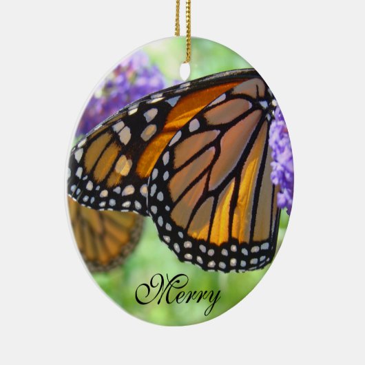 Merry Joy-kerstversiering Monarch Butterflies Keramisch Ornament (Rechts)