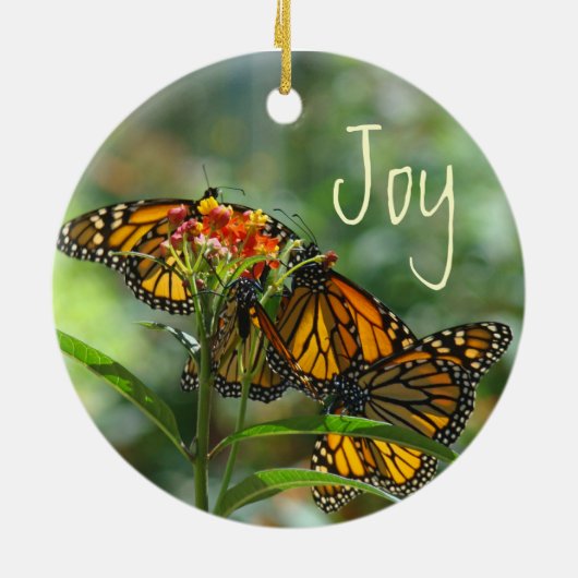 Merry Joy-kerstversiering Monarch Butterflies Keramisch Ornament (Achterkant)