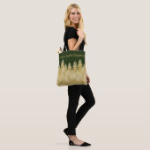 Merry Joyful Kerstmis Dark Green Gold Pine Trees Tote Bag (Op model)