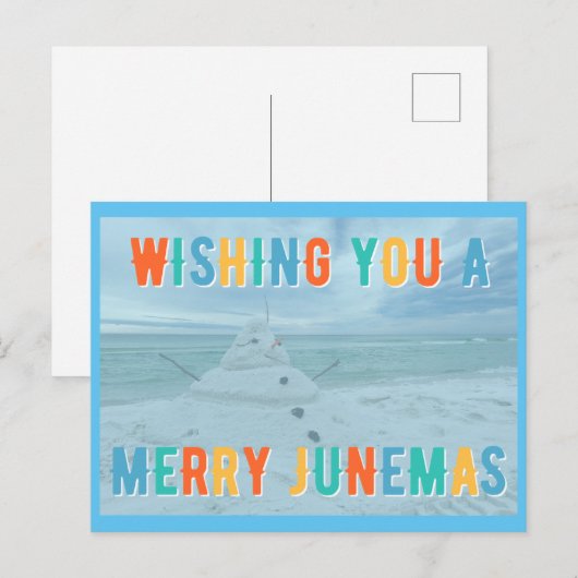 Merry Junemas Melted Snowman Briefkaart (Voorkant / Achterkant)