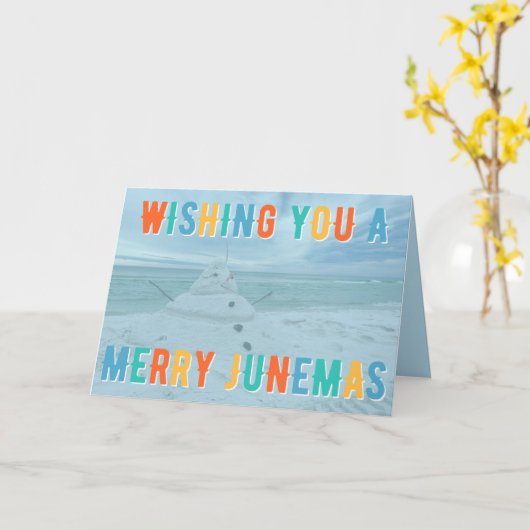 Merry Junemas Melted Snowman Card Kaart (Gele Bloem)