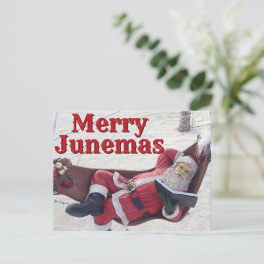 Merry Junemas Santa Briefkaart (Staand voorkant)