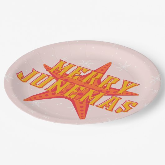 Merry Junemas Tropical kerstpapieren Bord (Gekanteld)