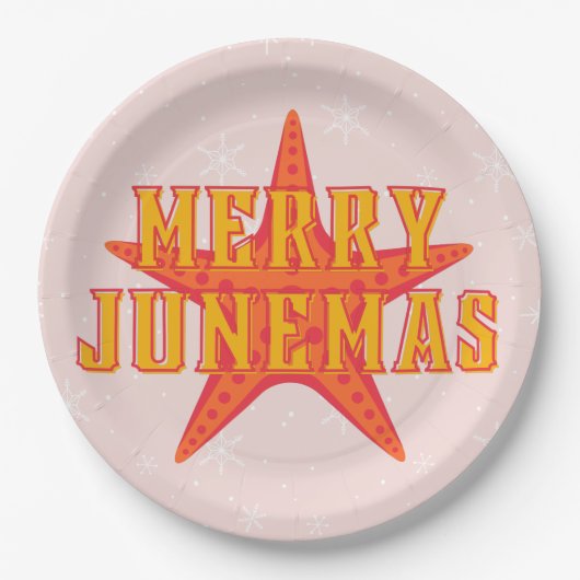 Merry Junemas Tropical kerstpapieren Bord (Voorkant)