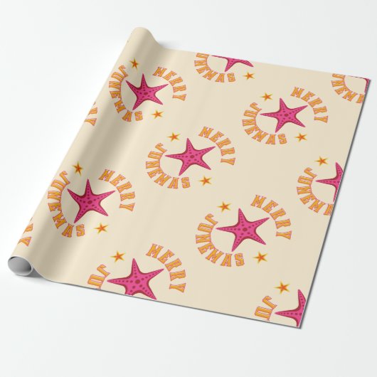 Merry Junemas Tropical Kerstpatroon Cadeaupapier (Uitgerold)