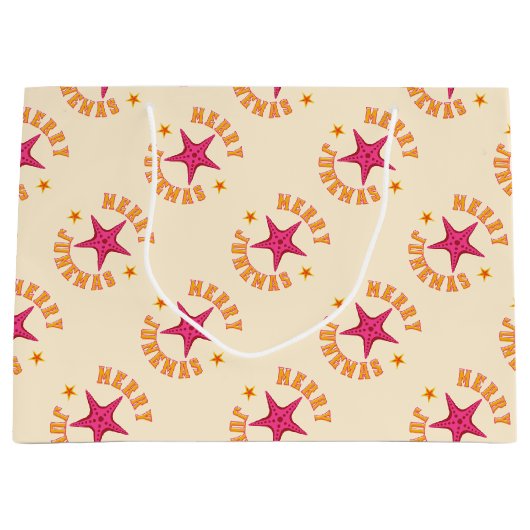 Merry Junemas Tropical Kerstpatroon Groot Cadeauzakje (Voorkant)