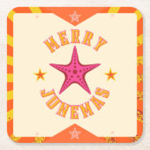 Merry Junemas Tropische Kerstmis Kartonnen Onderzetters (Voorkant)