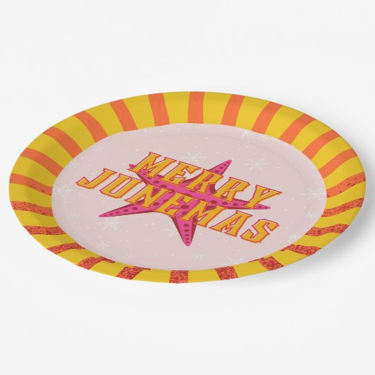 Merry Junemas Tropische Kerstmis Papieren Bordje (Gekanteld)