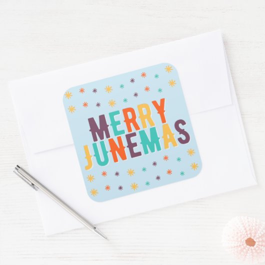 Merry Junemas Vierkante Sticker (Envelop)