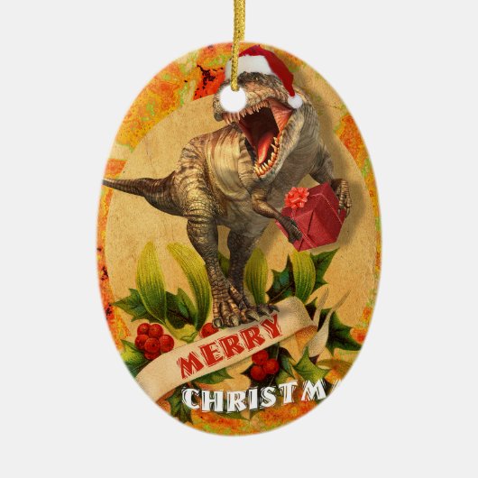 Merry Jurassic Christmas (I) Keramisch Ornament (Voorkant)