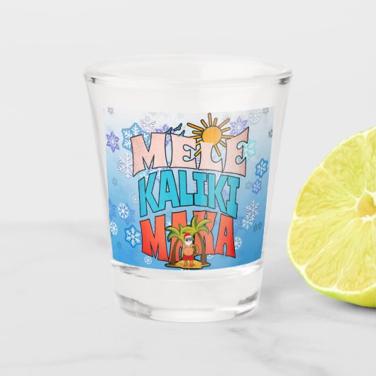 Merry Kalikimaka. Retro Kerstmis, Groovy Xmas Shot Glas (Voorkant)