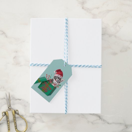 Merry Kat, pretkerst Cadeaulabel (Met Touw)