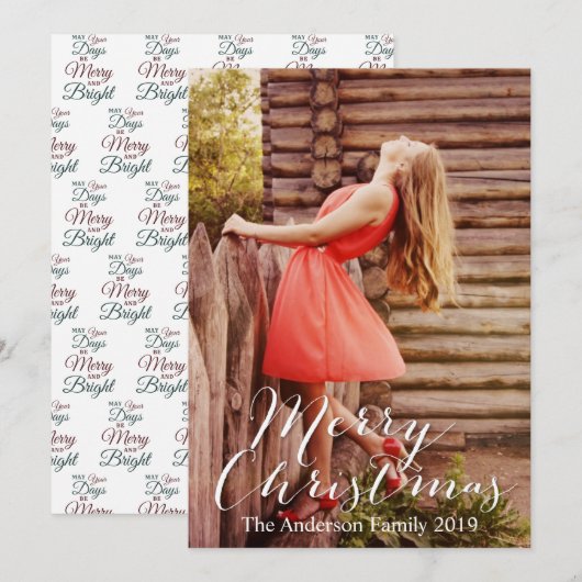 Merry kerkerry Merry Bright Voeg je eigen foto toe Feestdagenkaart (Voorkant / Achterkant)