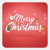 Merry kermas vierkante sticker (Voorkant)