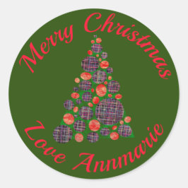 Merry kerrode groene Abstracte boom Ronde Sticker