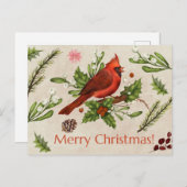 Merry kerrode kardinaal briefkaart (Voorkant / Achterkant)