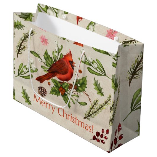 Merry kerrode kardinaal groot cadeauzakje (Voorkant Gekanteld)