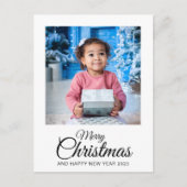 Merry kerst 1 foto elegant script feestdagenkaart (Voorkant)