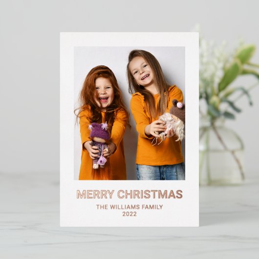 Merry kerst 1 Foto Real Folie Feestdagenkaart (Staand Voorkant)